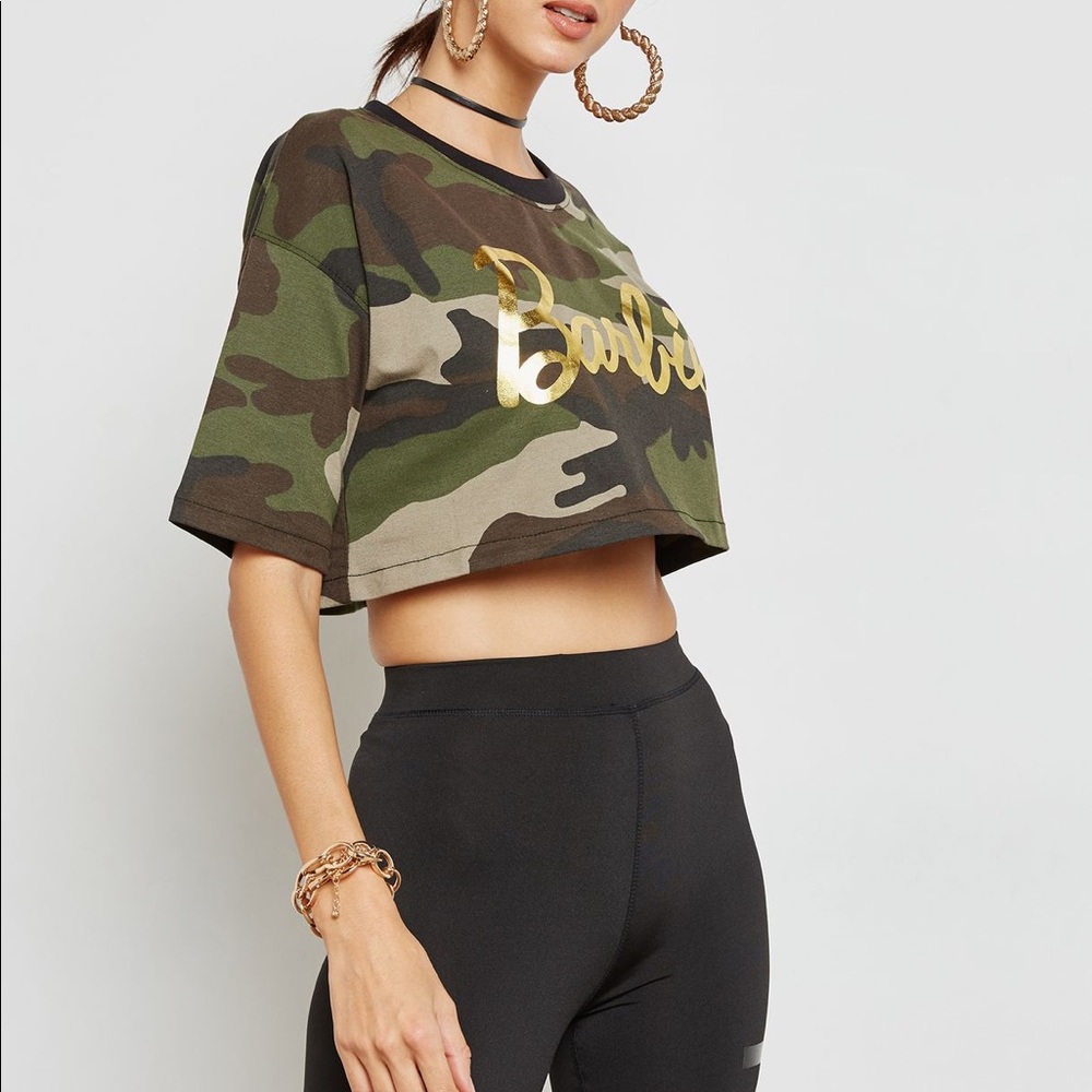 Missguided x Barbie Camo Crop Top - Picture 2 of 3
